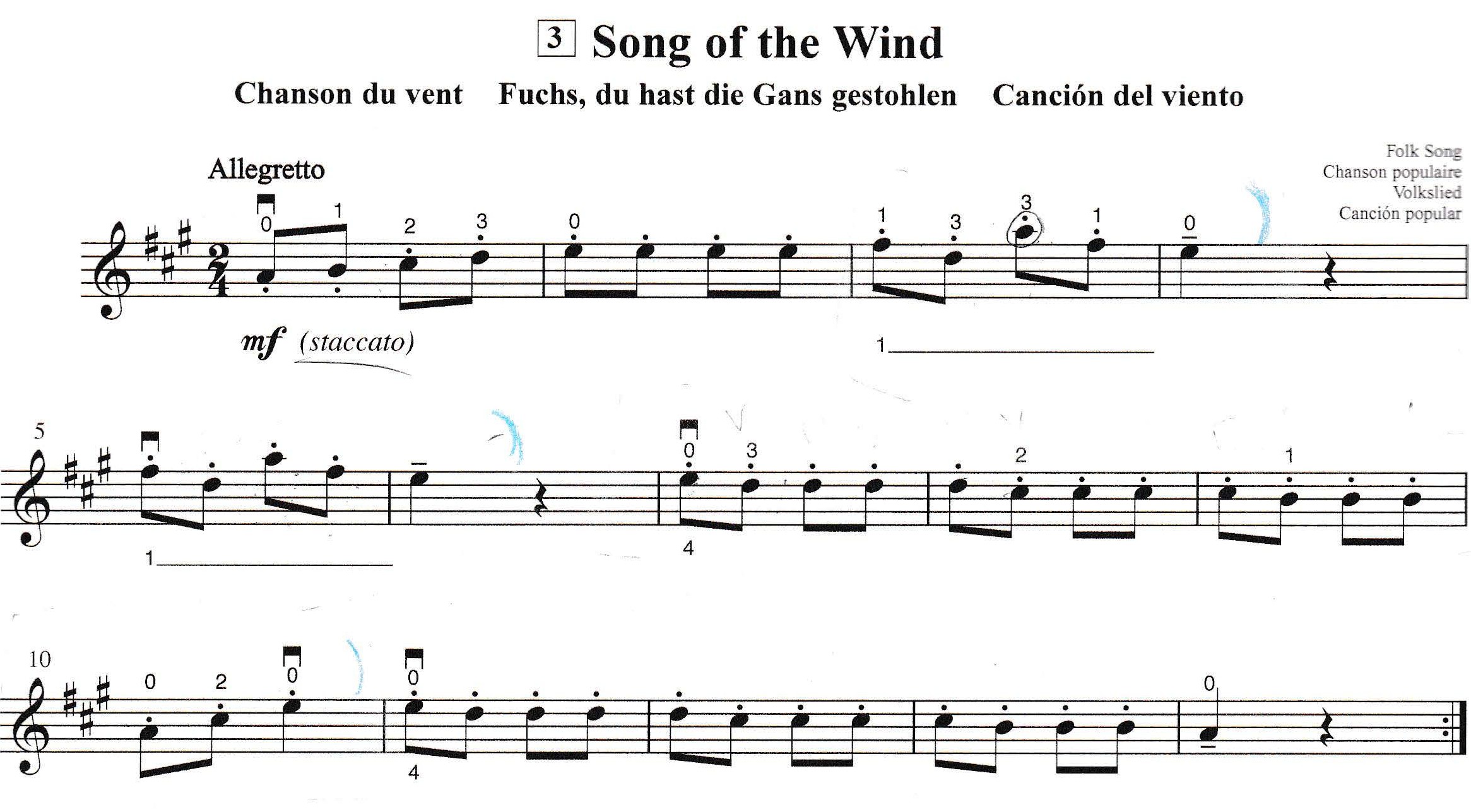 Sheet Music for Song of the Wind